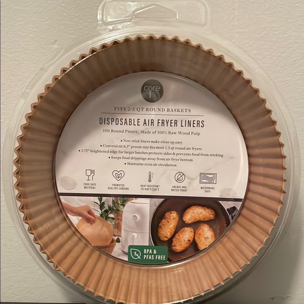 COPY - Core Disposable Air Fryer Liners 100 pcs. Fits 2.5 round baskets